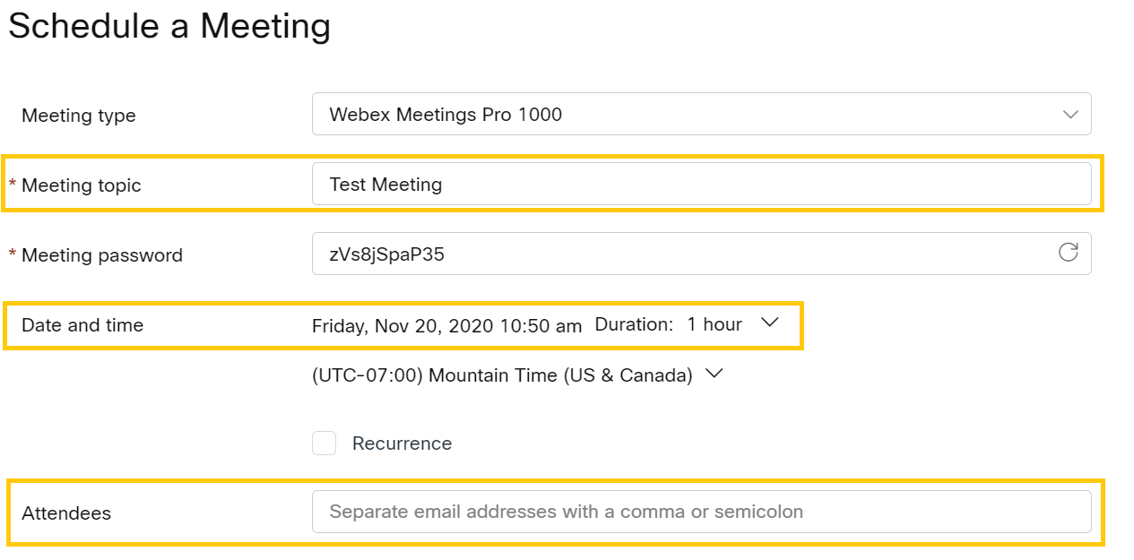 Schedule a Meeting Settings