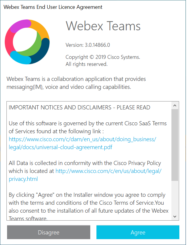 Webex Teams End User License Agreement