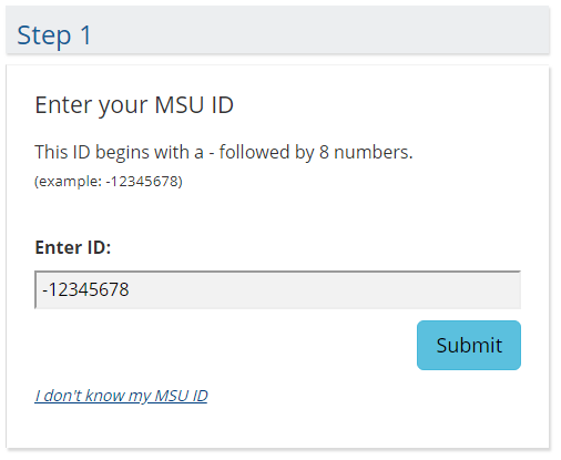 Enter Your MSU ID.