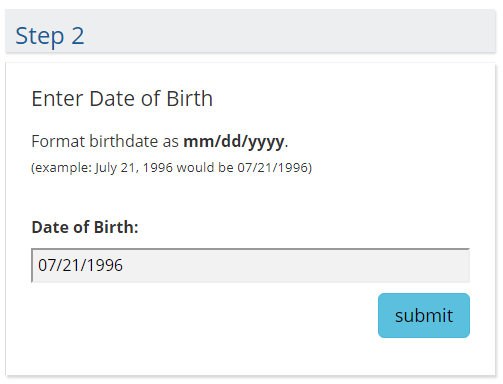 Enter your birth date