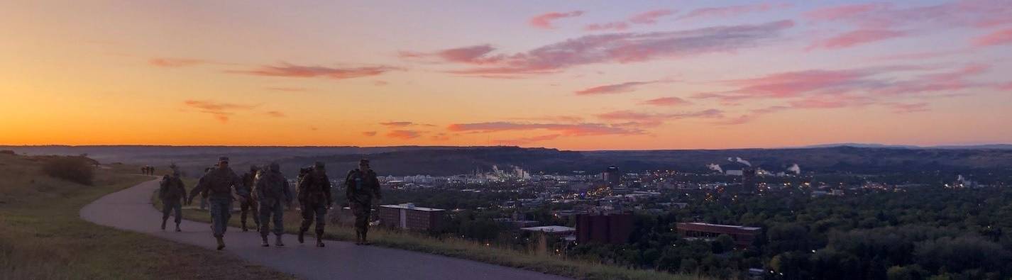 Cadets conducting a ruckmarch on the rims