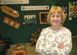 Kathy, the quilter, at the Library