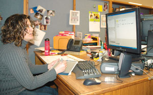 Chairsty at her computer
