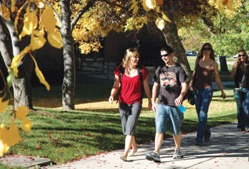 students walking together on the MSUB main campus Fall 2010