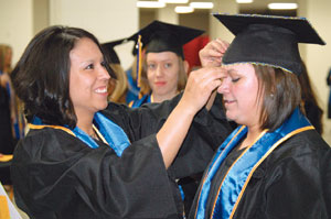 two graduates at MSU Billings commencement ceremonies Spring 2010