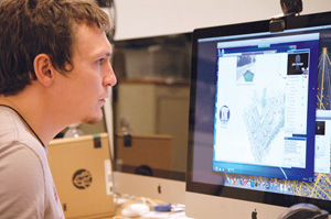 Ambrose Taylor working in the computer lab