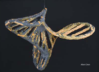 an abstract hanging piece of pottery