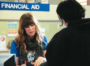 Samantha Thatcher helping a student