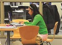 a student studying on the MSUB campus