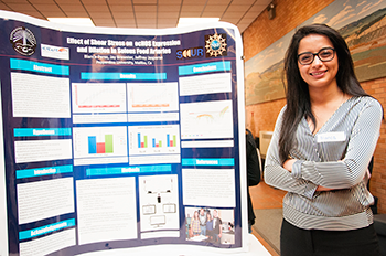 A Montana State University Billings student presents in the 2014 Research and Creativity Conference