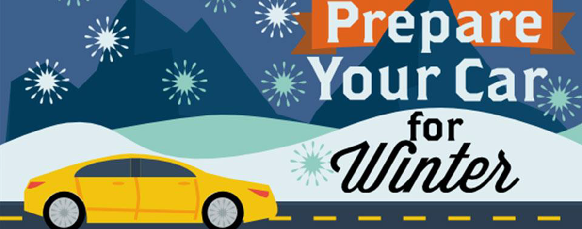 graphic of a car driving in winter