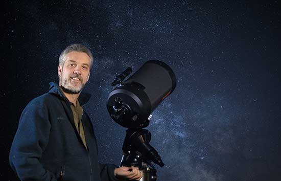 Joseph Shaw with his telescope