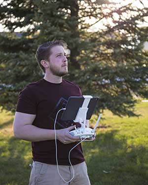 Theo operating a drone