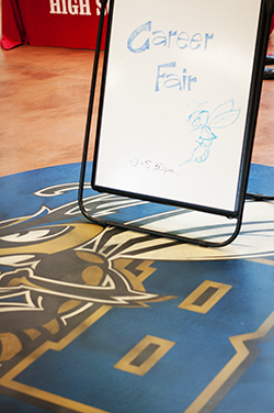 sign advertising the Career Fair