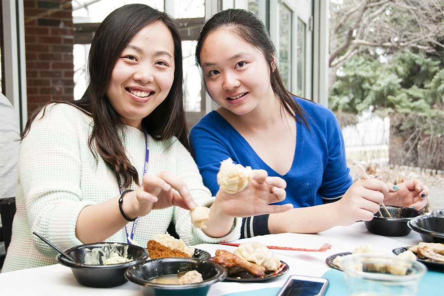 International Students having lunch