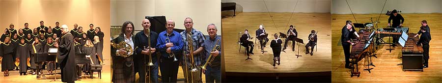 four photos of mSUB Music Dept. concerts in Cisel Hall