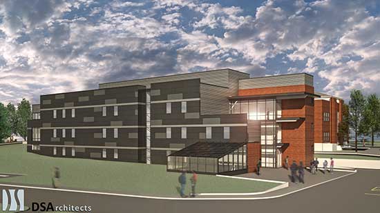 rendering of the new health sciences building