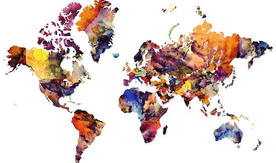 colorful abstract image of the world continents