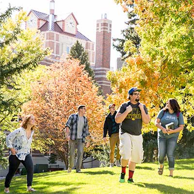 students on the MSUB university campus in Fall