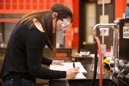 MSUB science student in the lab