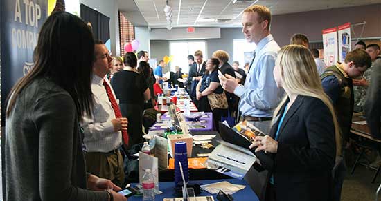 students and businesses at Career Fair