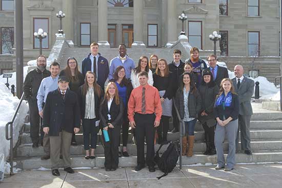 photo of students and faculty in Helena at the State Capitol Building
