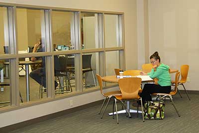 a student studies in the SUB just outside the Academic Success Center