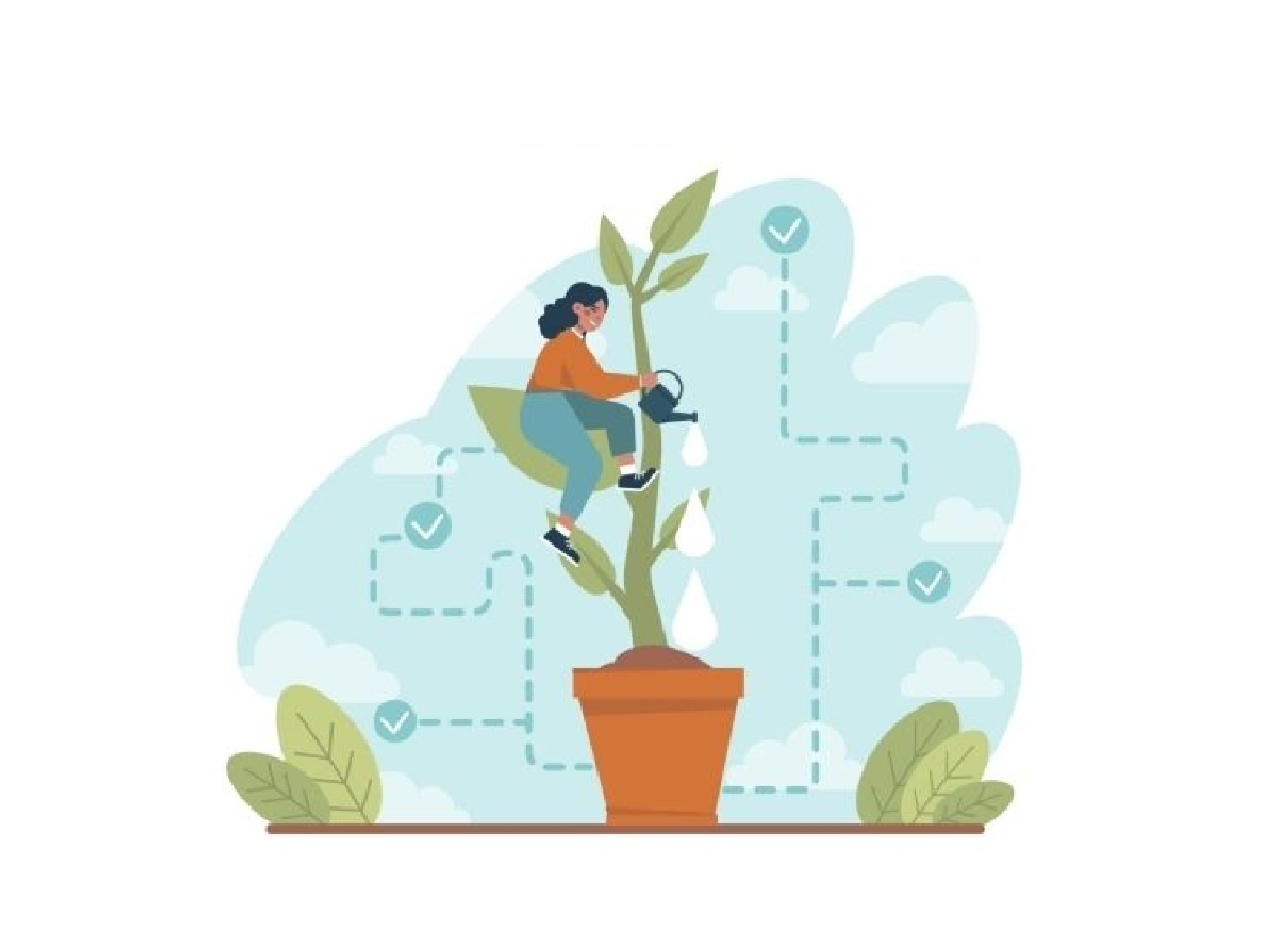 woman watering plant