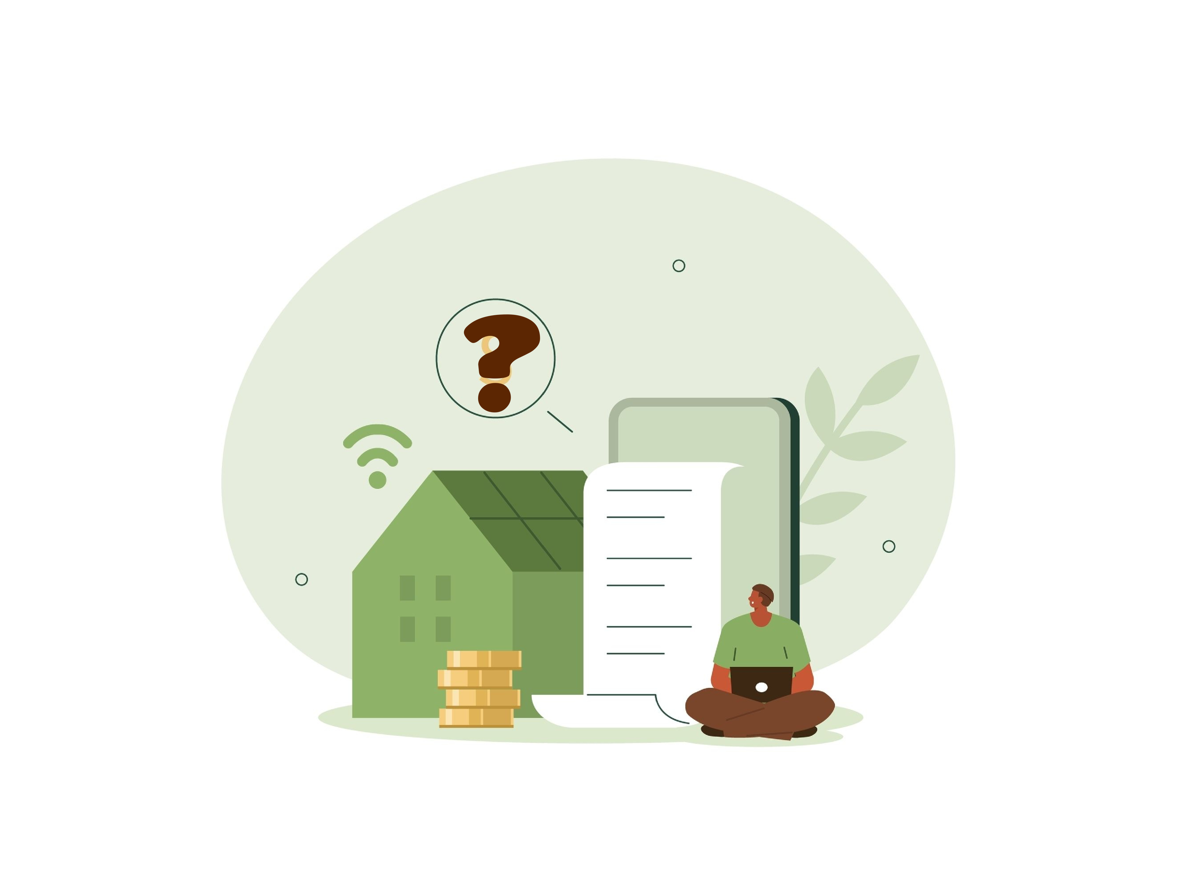 man with house and computer