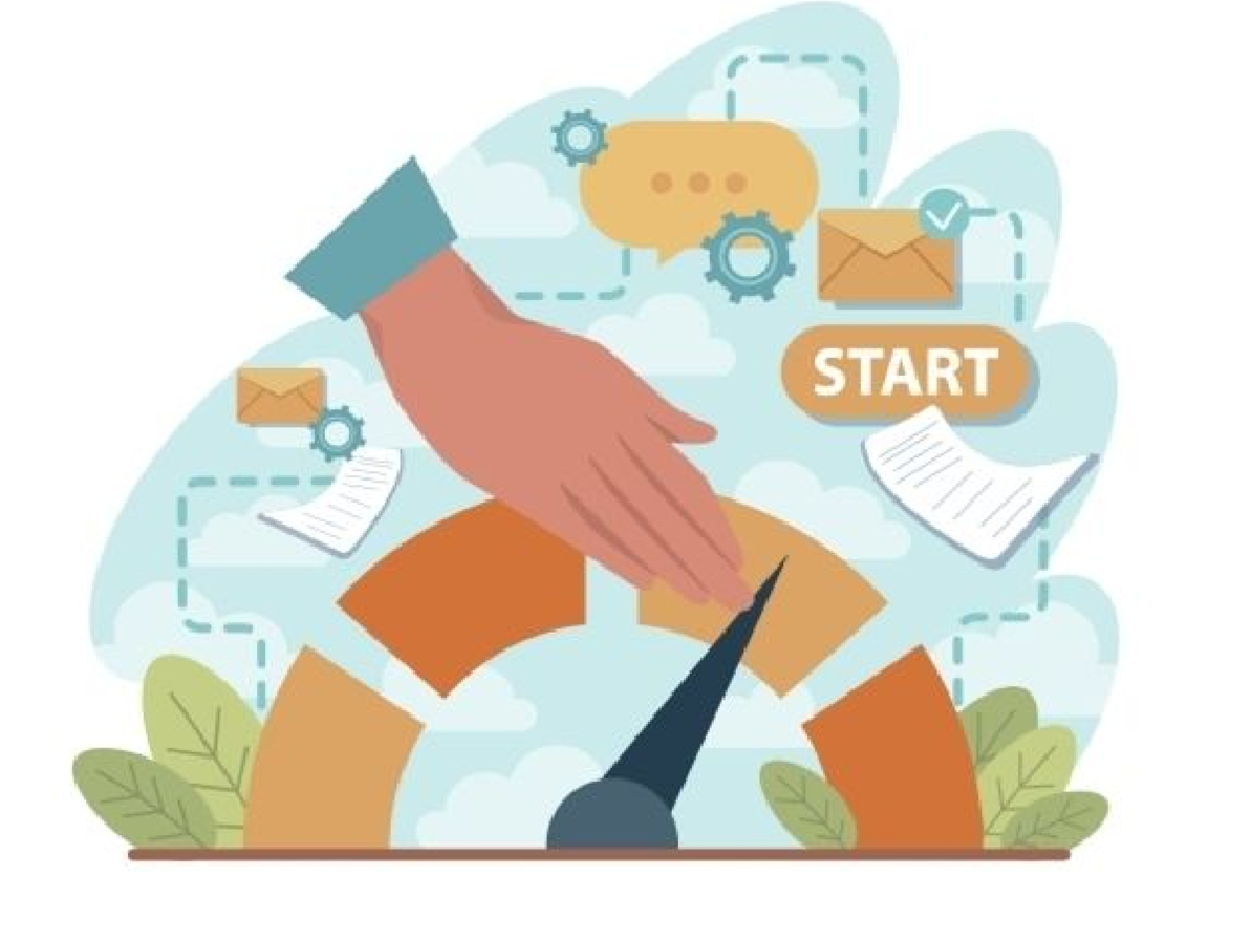 hand and wheel start illustration