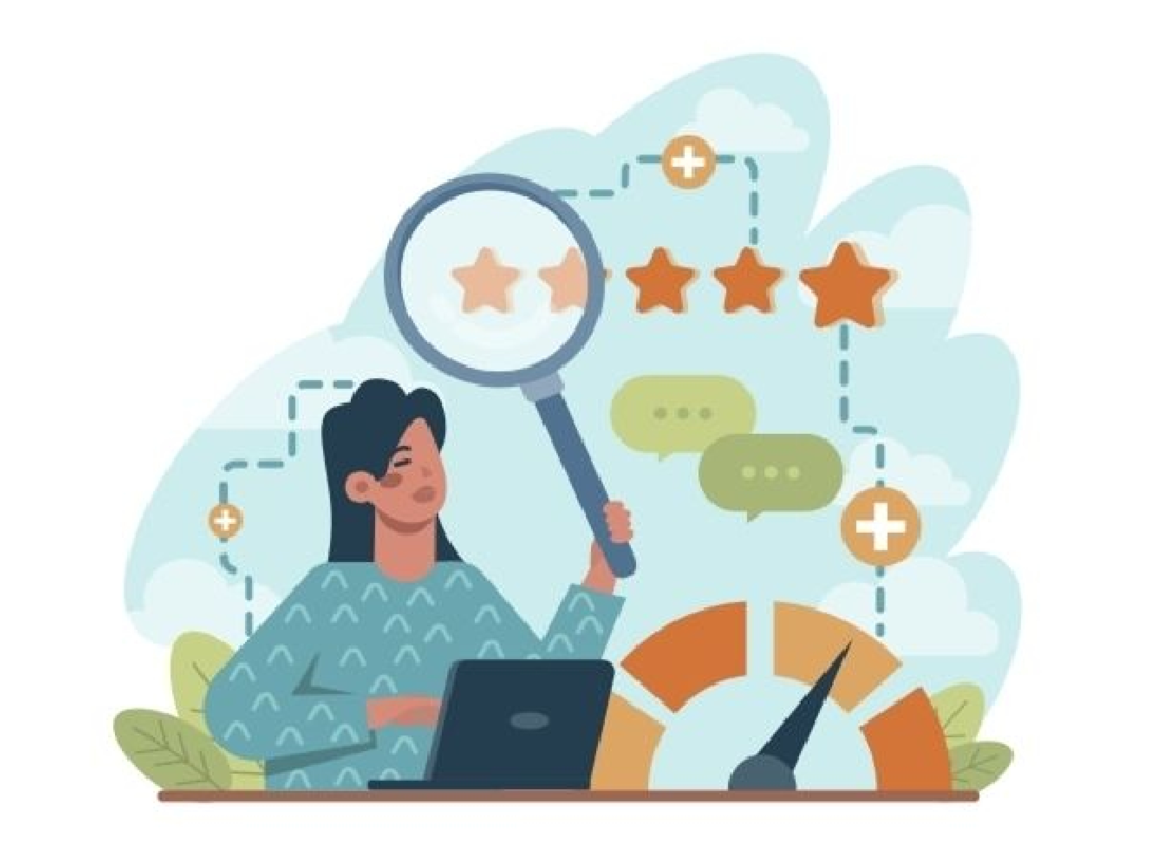 person searching at computer illustration